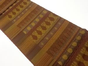 横縞に抽象模様織出し全通袋帯